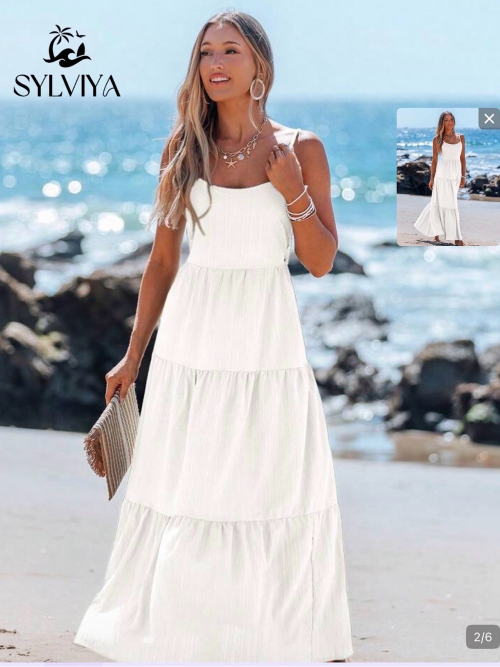 SHEIN White Tiered Maxi Dress